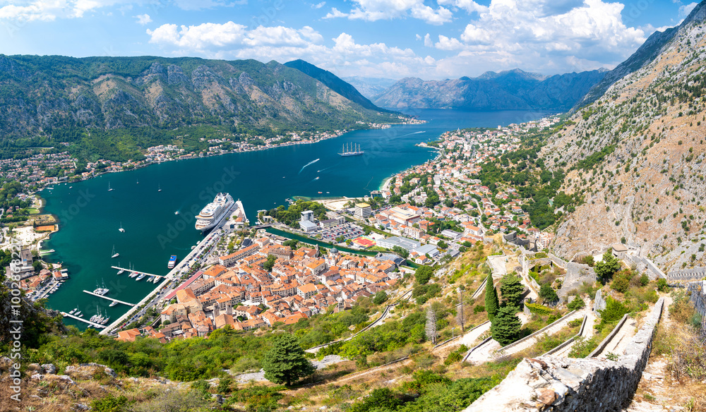 panoramic view on Kotor bay in Montenegro