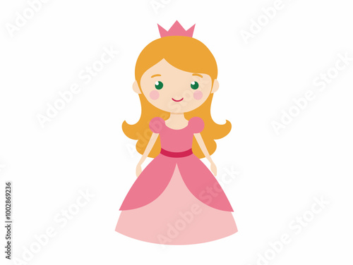 Little Princess in a pink dress isolated on a white background