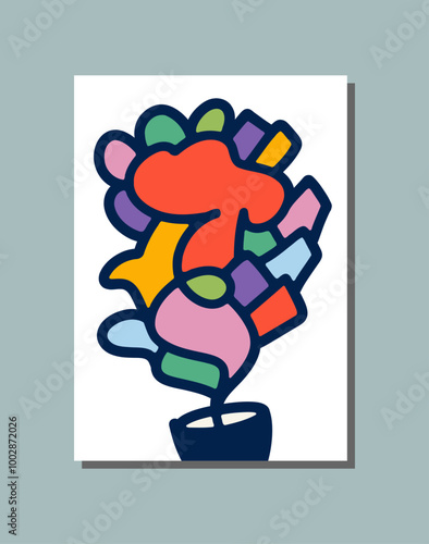 Abstract doodle flowers, suitable for wall decor