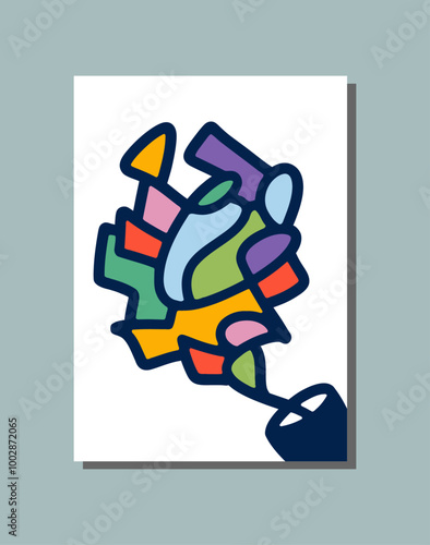 Abstract doodle flowers, suitable for wall decor