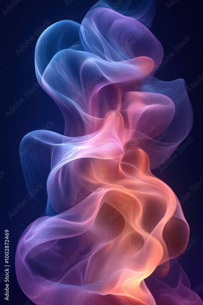 Swirling patterns of colorful smoke create a mesmerizing visual effect in darkness Swirling patterns of colorful smoke create a mesmerizing visual effect in darkness