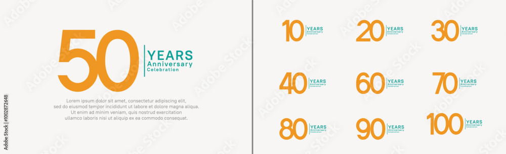 anniversary logo set. vector design orange and green color can be use for special moment anniversary logo set. vector design orange and green color can be use for special moment