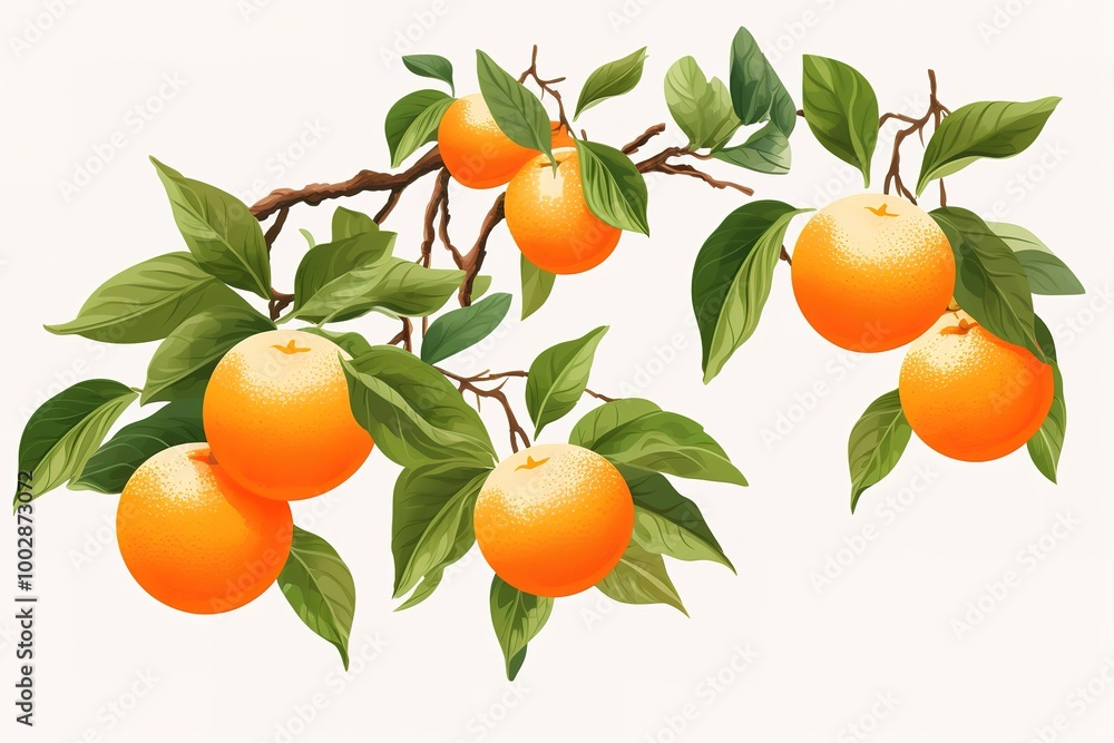 Mandarins with green leaves on a white background
Mandarins with green leaves on a white background