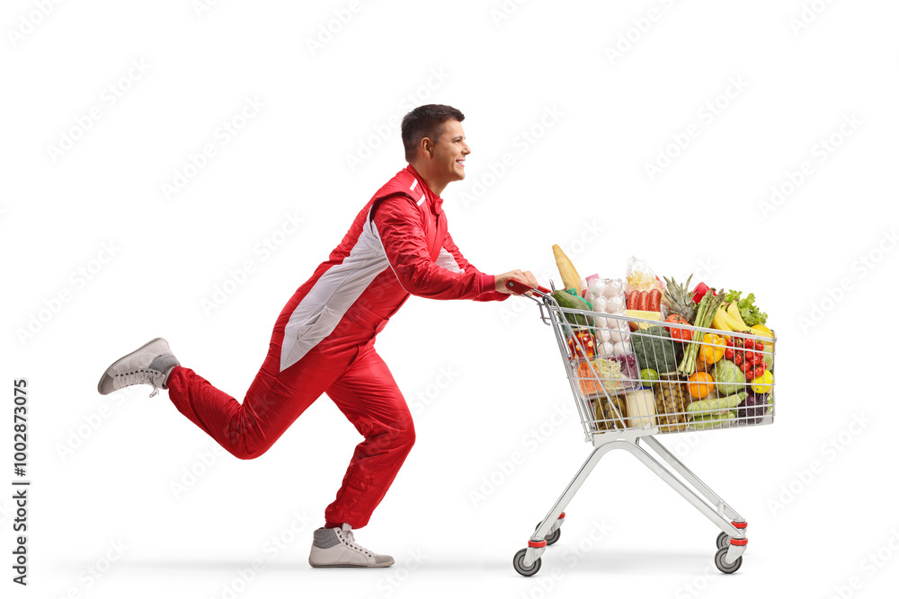 © Ljupco Smokovski - Car racer with a running with a shopping cart © Ljupco Smokovski - Car racer with a running with a shopping cart