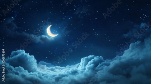 Enchanting Moonlit Sky with Glowing Celestial Visions