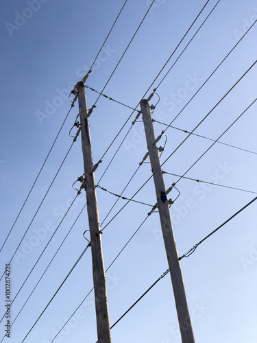 power lines on a sky