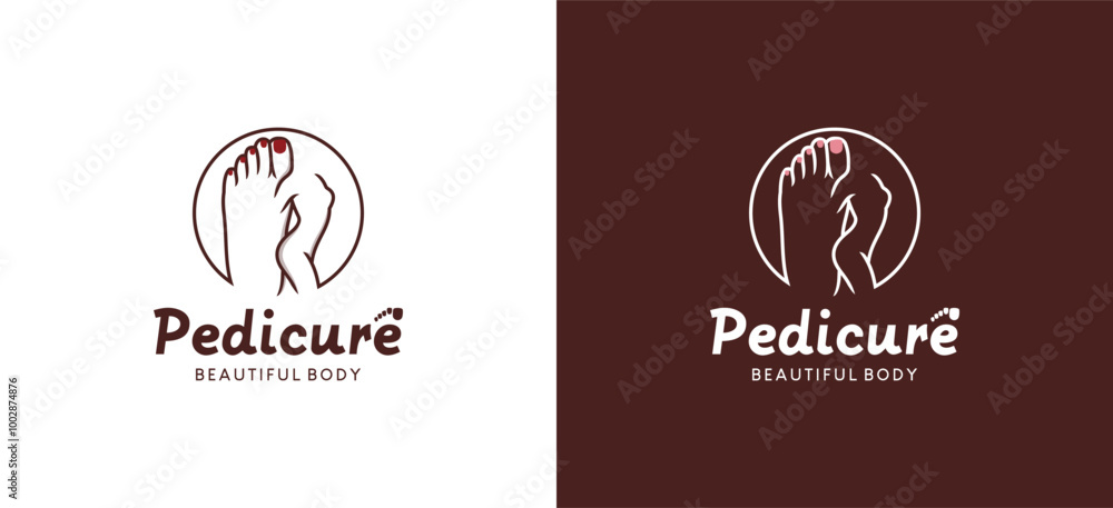 Delicate female feet and body logo, pedicure logo, women's foot and body care Delicate female feet and body logo, pedicure logo, women's foot and body care