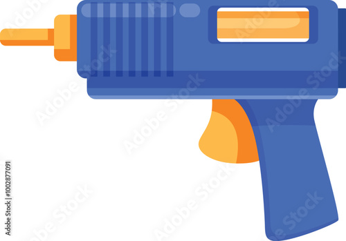 Blue electric hot melt glue gun with an orange trigger, ideal for various craft and repair tasks