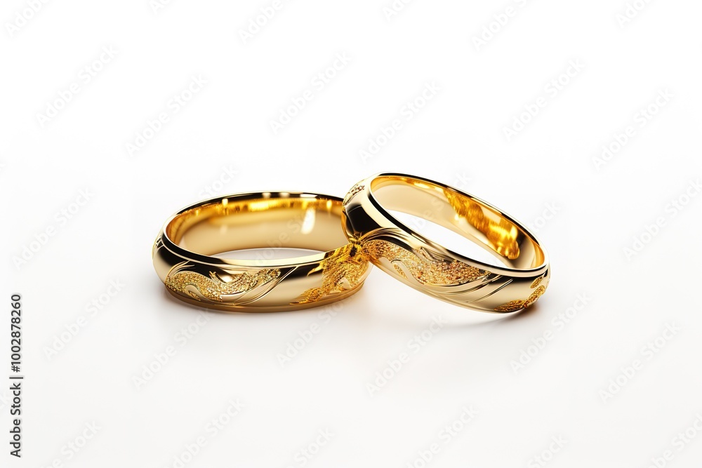 Wedding gold rings isolated on white. Wedding gold rings isolated on white.