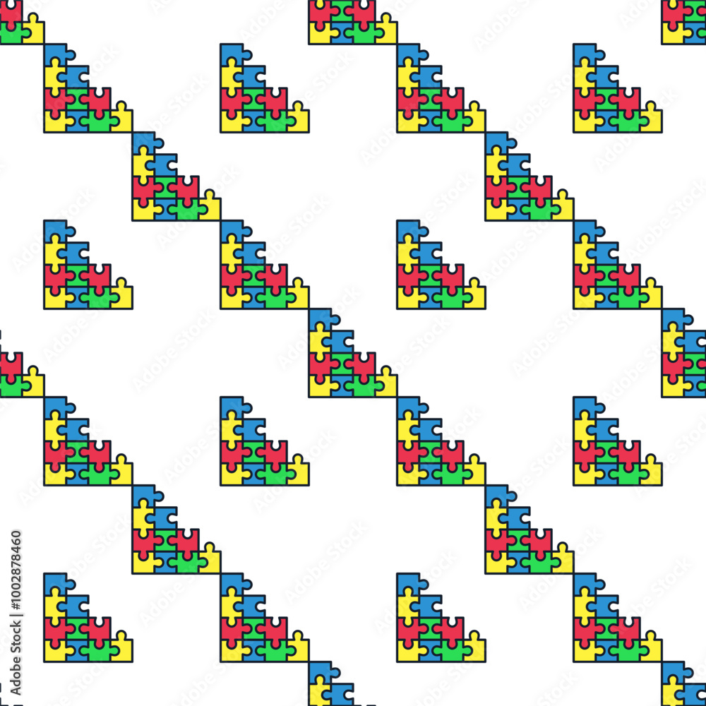 Obraz premium Colored Jigsaw Puzzles vector creative seamless pattern
