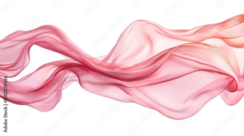 A flowing wave of translucent pink fabric, evoking elegance and movement. A flowing wave of translucent pink fabric, evoking elegance and movement.