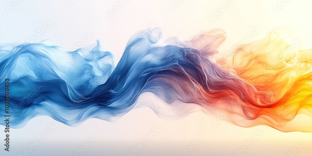 A beautiful wave of colorful smoke in blue and orange shapes creating an ethereal effect A beautiful wave of colorful smoke in blue and orange shapes creating an ethereal effect