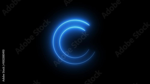 Wallpaper Mural Blue neon light trail circle on black background. Torontodigital.ca