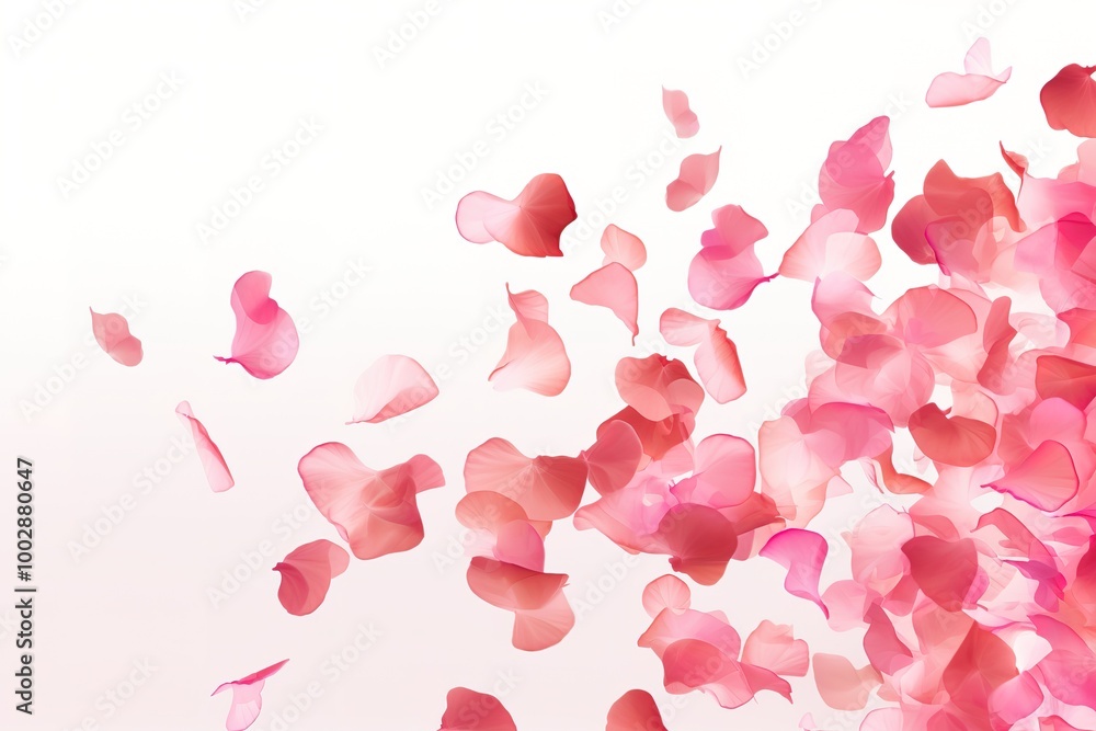 Red rose petals isolated on a white background with copy space for your text, Clipping path included Red rose petals isolated on a white background with copy space for your text, Clipping path included