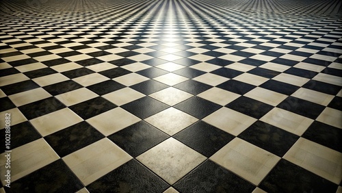 A unique perspective of a checkerboard chessboard on a tilted vanishing plane photo