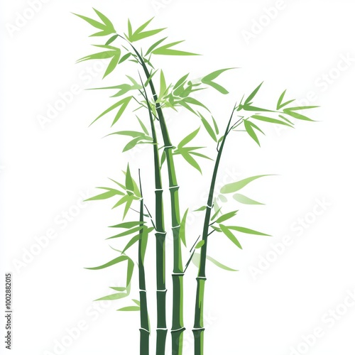 A serene illustration of green bamboo stalks standing tall against a white background, symbolizing peace and resilience. photo