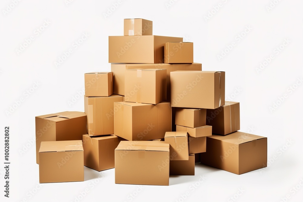 Cardboard box isolated on white. Mockup for design Cardboard box isolated on white. Mockup for design