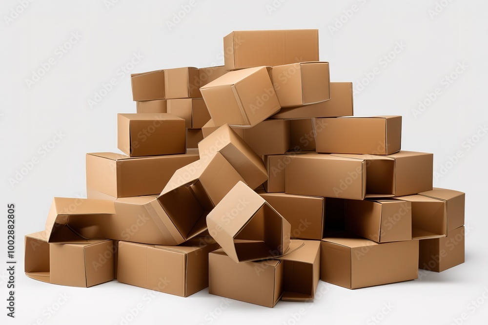 Cardboard box isolated on white. Mockup for design Cardboard box isolated on white. Mockup for design