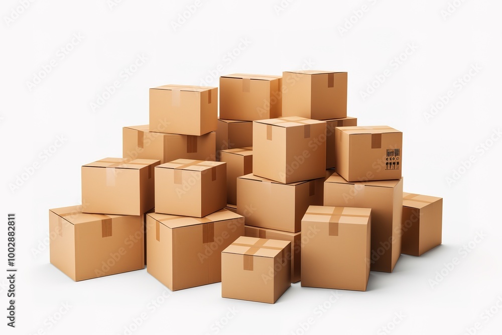 Cardboard box isolated on white. Mockup for design Cardboard box isolated on white. Mockup for design