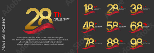 anniversary logotype set. vector design golden color number can be use for special moment