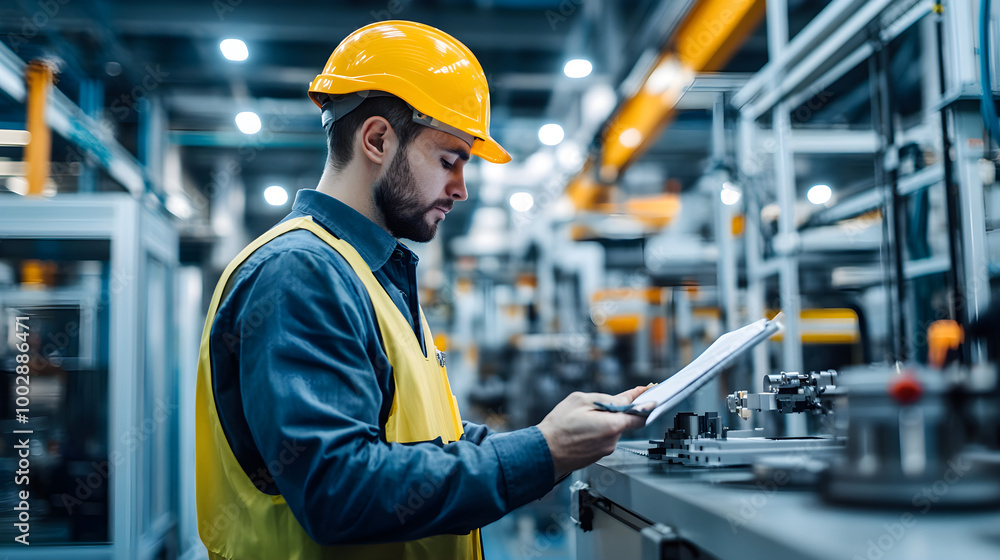 skilled worker inspecting quality in factory setting with focus skilled worker inspecting quality in factory setting with focus