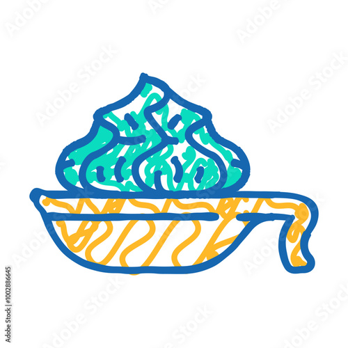 spice wasabi on plate doodle icon sketch vector. spice wasabi on plate sign. isolated symbol illustration