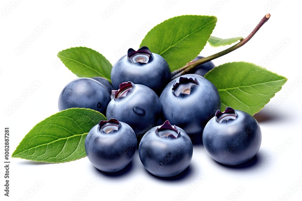 Blueberries with leaves isolated Blueberries with leaves isolated