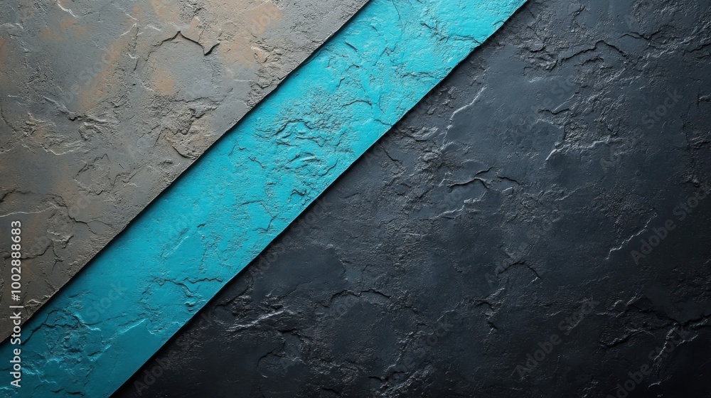 Cyan and black flat background with a smooth diagonal color split and ...