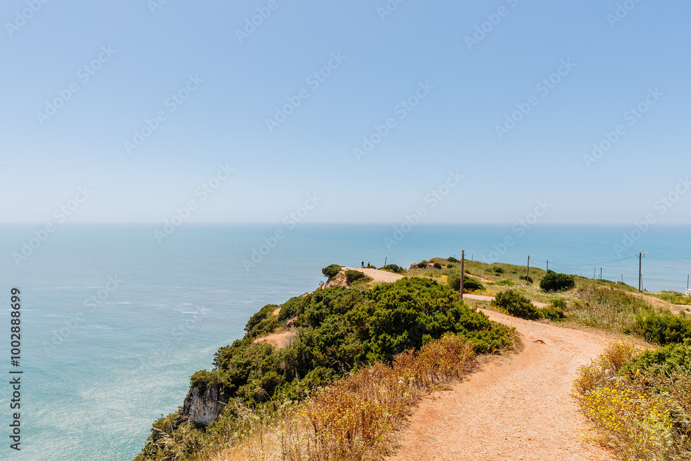 Aerial view of the city of Nazare, Portugal and the Praia, Portugal