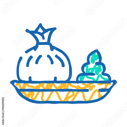 ravioli dish with wasabi doodle icon sketch vector. ravioli dish with wasabi sign. isolated symbol illustration