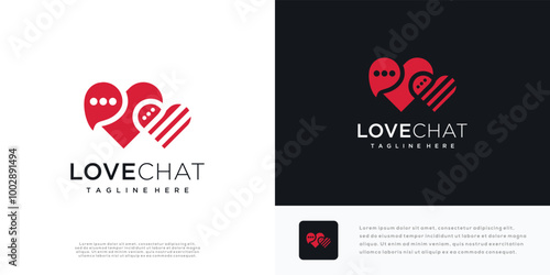 Love chat logo design vector illustration. Heart chat logo design icon.
