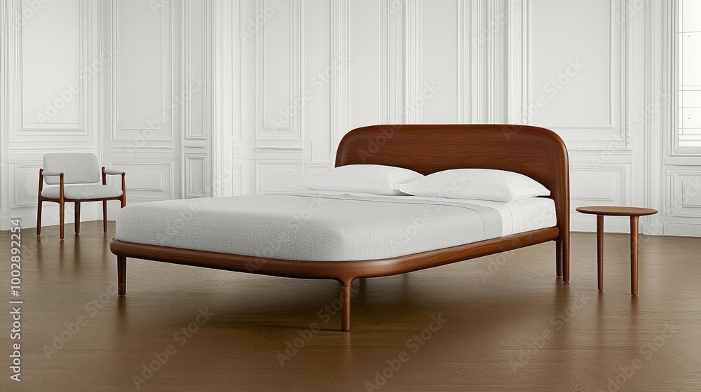 Elegant hotel room interior in Paris blending modern design with classic touches for a cozy ambiance Elegant hotel room interior in Paris blending modern design with classic touches for a cozy ambiance
