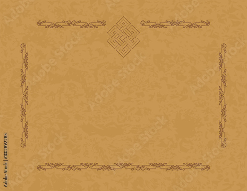 Medieval Parchment Background - Celtic Frame with Viking Infinity Knot Header