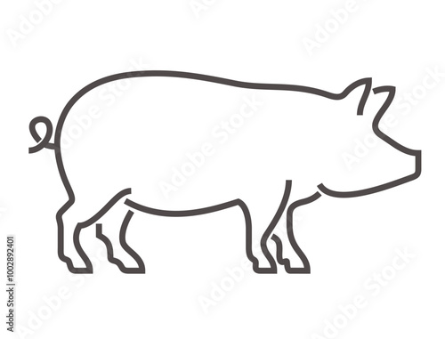 Pig icon in bold line - for pork products or butcher shop
