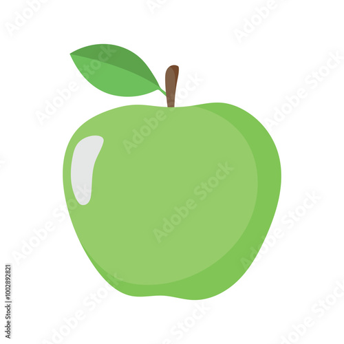 green apple on white background flat vector design