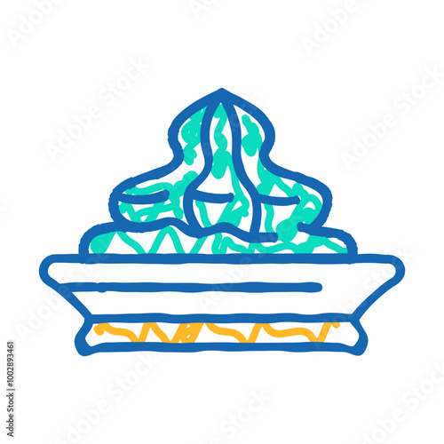 wasabi on plate doodle icon sketch vector. wasabi on plate sign. isolated symbol illustration