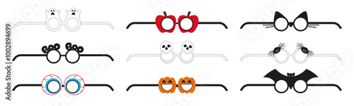 Set of eyeglasses template for Halloween
