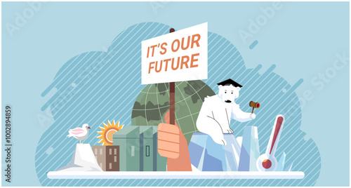 Climate change. Save the planet. Our future. Addressing climate change is shared responsibility that requires global collaboration Earth pollution cbe mitigated through conscious consumption