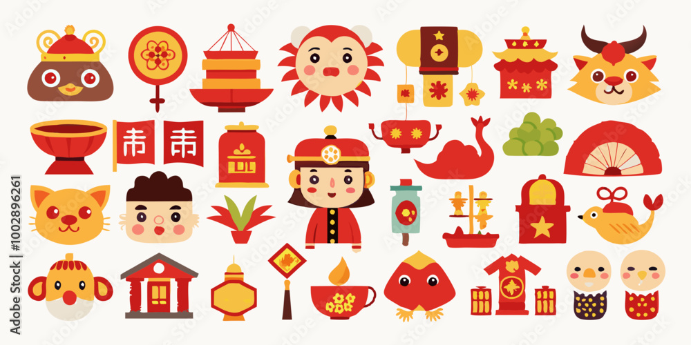 Chinese new year icon collection VECTOR ILLUSTRATION Chinese new year icon collection VECTOR ILLUSTRATION