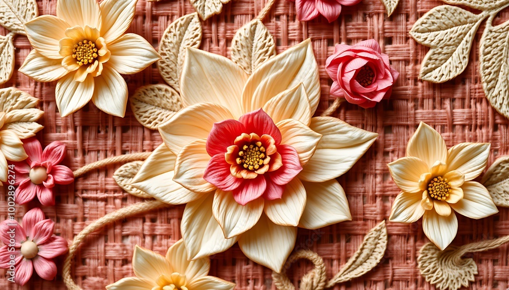 Floral weave textured Background Floral weave textured Background