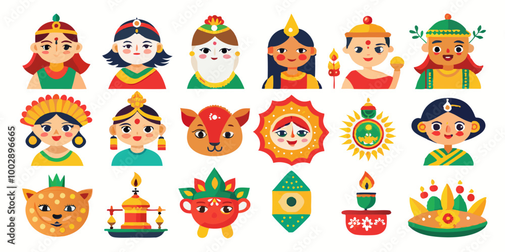 Navratri icon collection VECTOR ILLUSTRATION Navratri icon collection VECTOR ILLUSTRATION