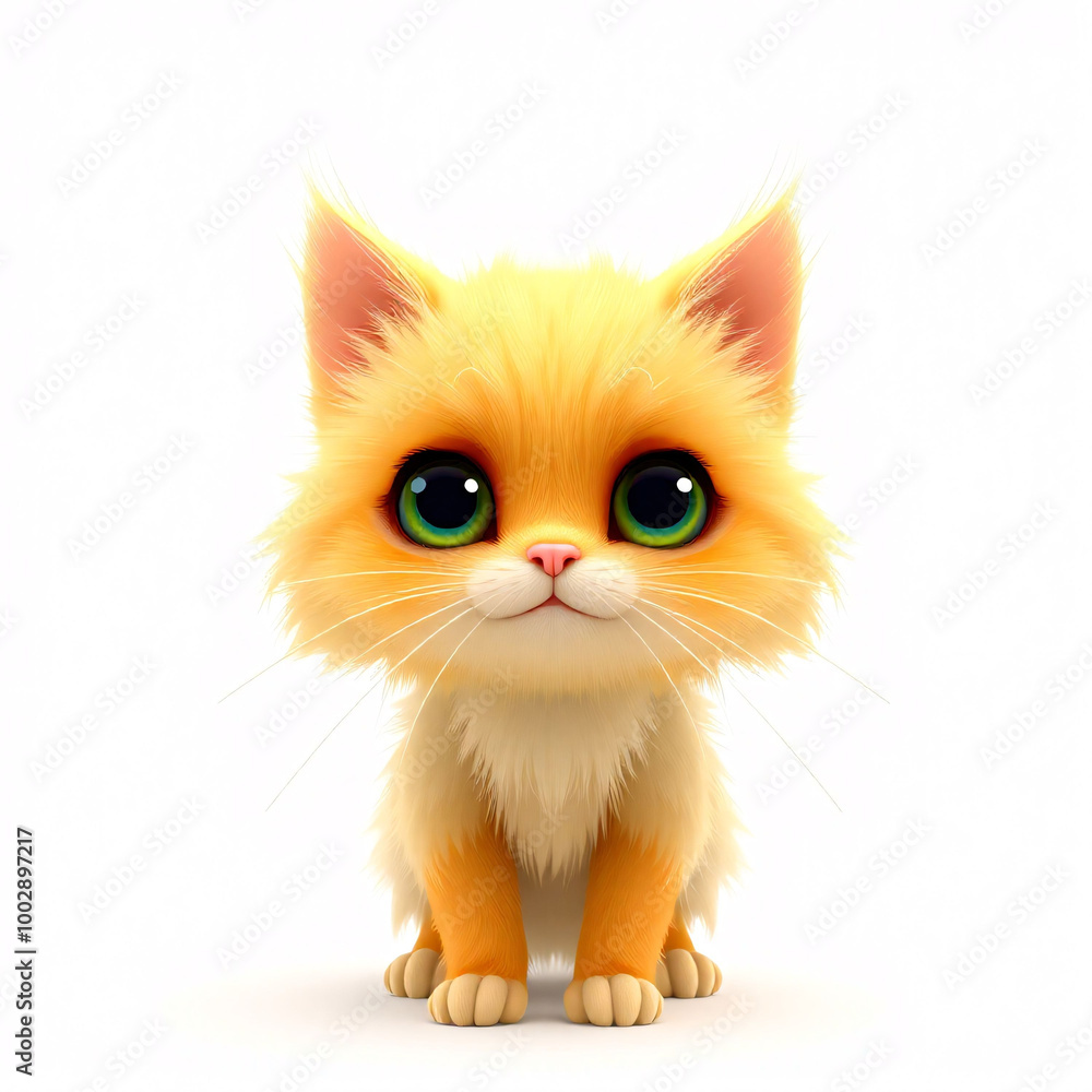 a yellow cat with green eyes and a white background a yellow cat with green eyes and a white background