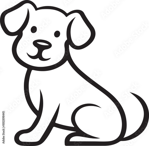 A minimalist, cute dog silhouette in a clean vector style. 