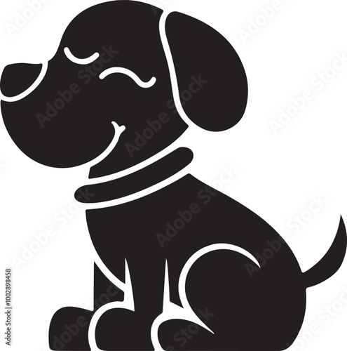 A minimalist, cute dog silhouette in a clean vector style. 