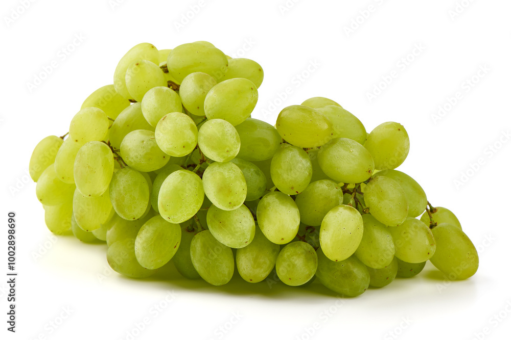 Bunch of ripe green sultana grapes, isolated on white background Bunch of ripe green sultana grapes, isolated on white background