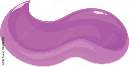 Glossy purple slime is dripping down, creating a wavy shape, isolated on a white background