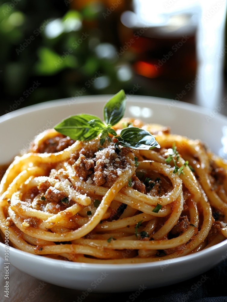 Delicious Spaghetti with Meat Sauce and Basil Delicious Spaghetti with Meat Sauce and Basil