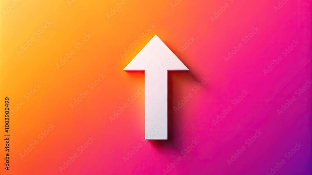 Abstract background featuring a white arrow on pink and orange gradient Abstract background featuring a white arrow on pink and orange gradient
