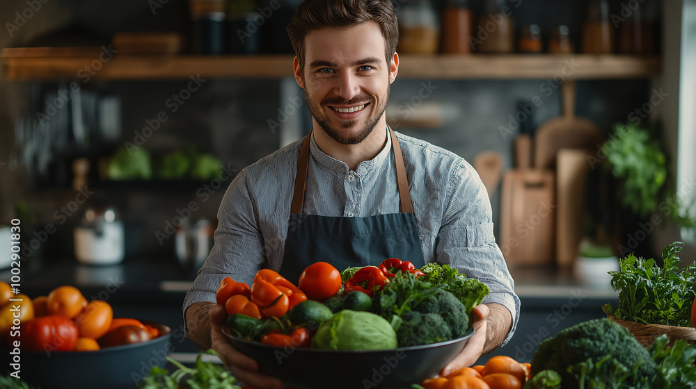 man holding a basket of vegetables man holding a basket of vegetables
