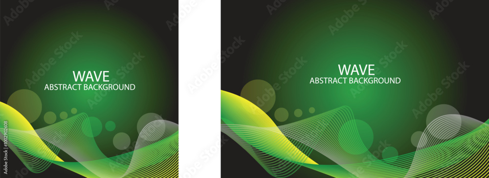 Fototapeta premium Abstract wave black geen yellow background 